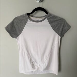 Athleta Gray and White Short Sleeve Girls Tee